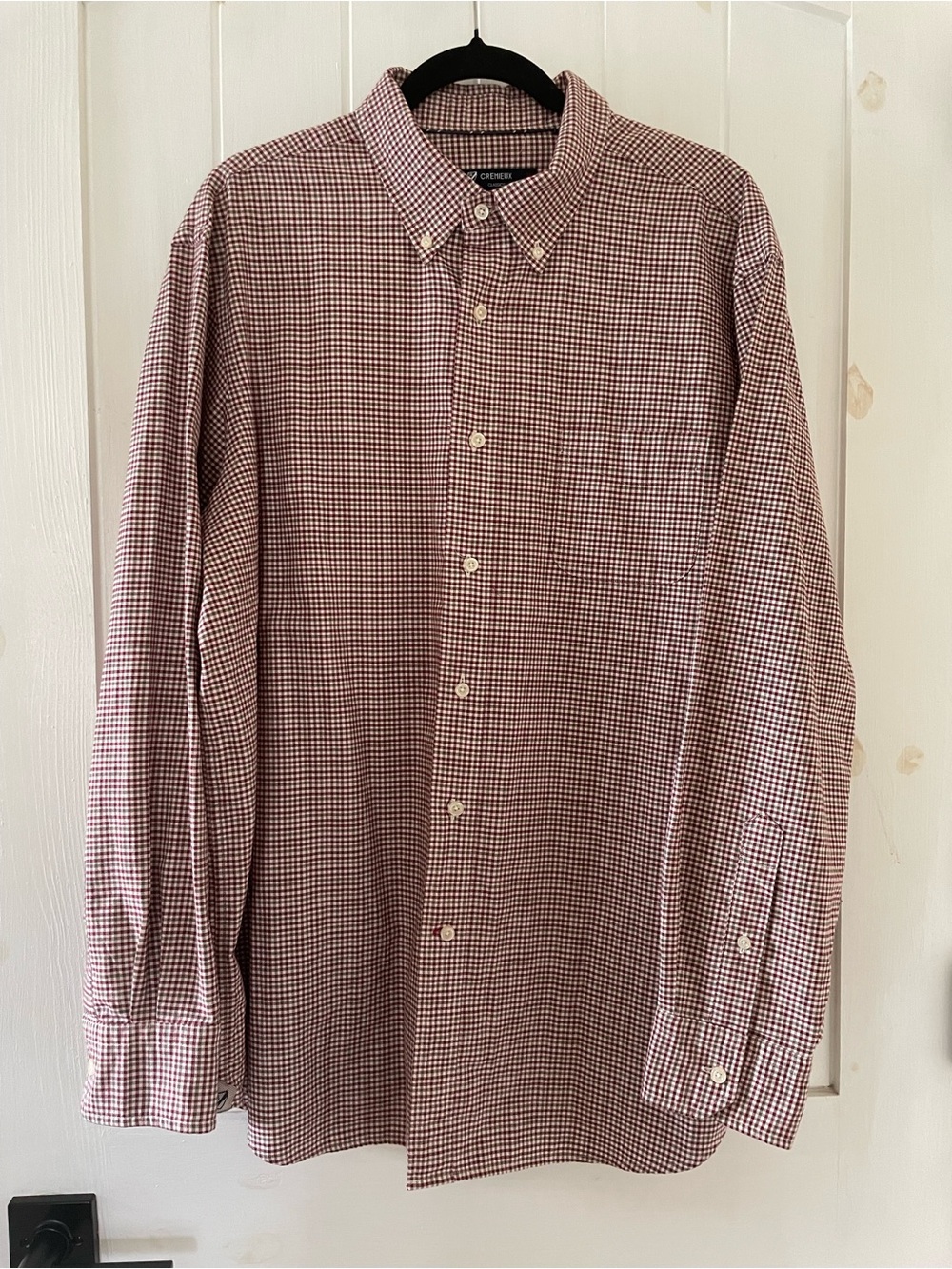 Cremieux Classics Mens Button Down Shirt XL Burgundy/White Check Long Sleeve